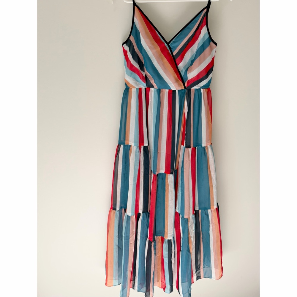 Pom&Co Striped Multi-Color Maxi Dress
